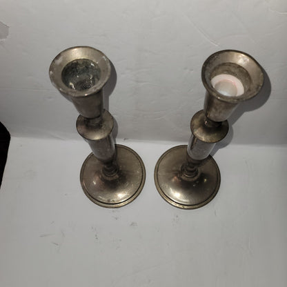 Pair tall candlesticks 11.6" tall silver plated matched set