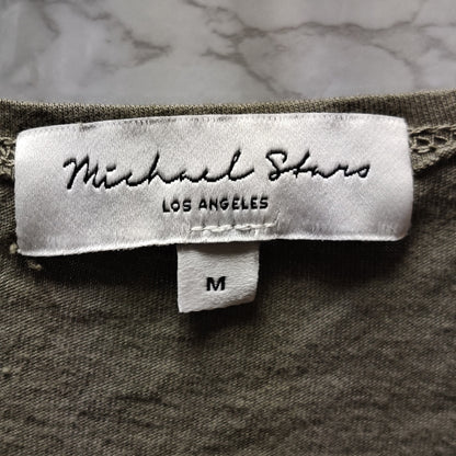 Michael Stars Olive Green Ruffle Sleeve Knit Dress Medium Casual Oversized
