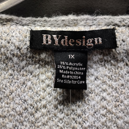 BYdesign Hooded Plaid Duster Cardigan Sweater Plus Size 1X NEW pockets cozy