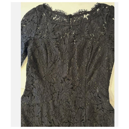 Eliza J Cocktail Dress 3/4 Sleeve Black lace overlay Formal Size 4 Fit Flare