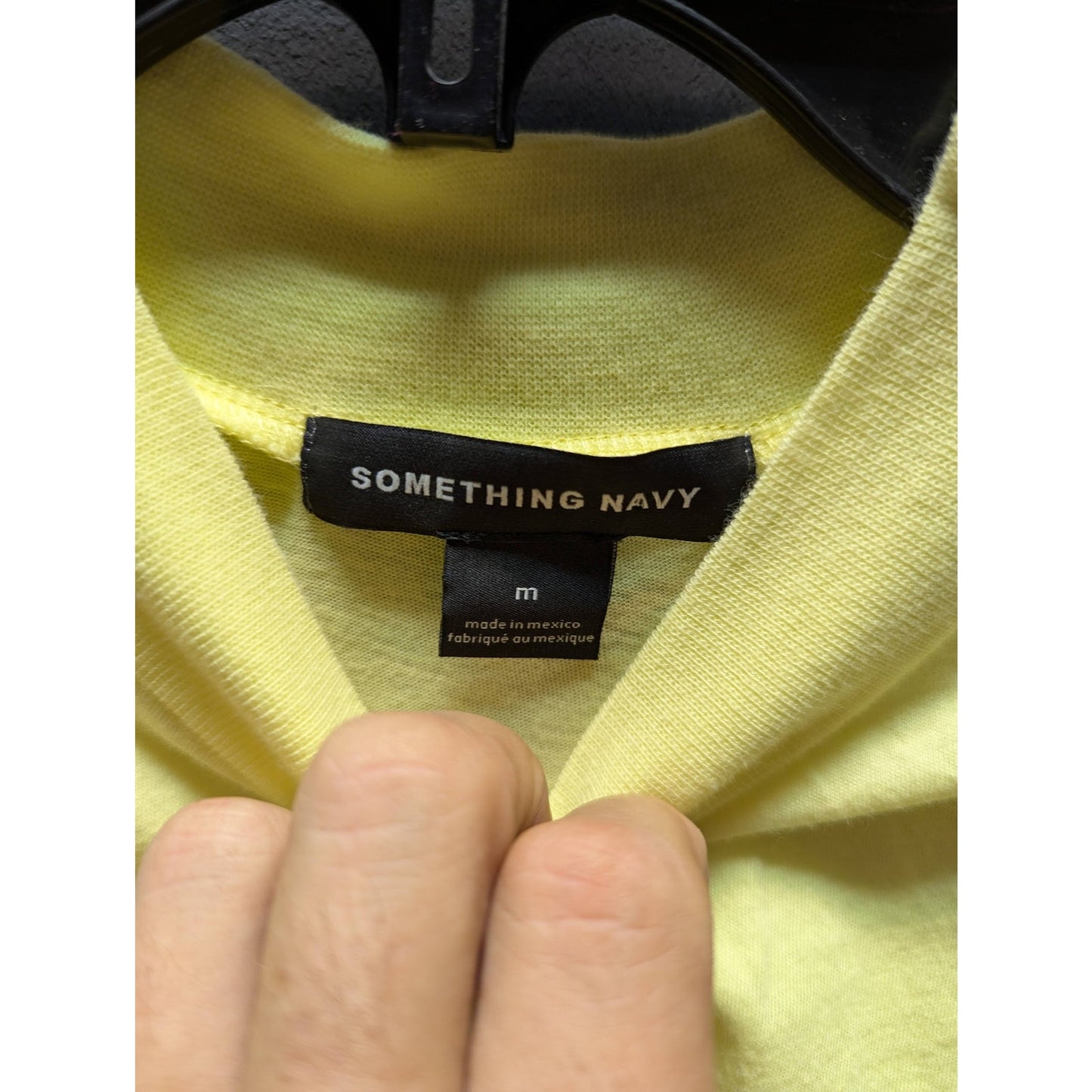 Something Navy Size Medium Yellow tank ruched sides Mock Neck Cotton shirt Top