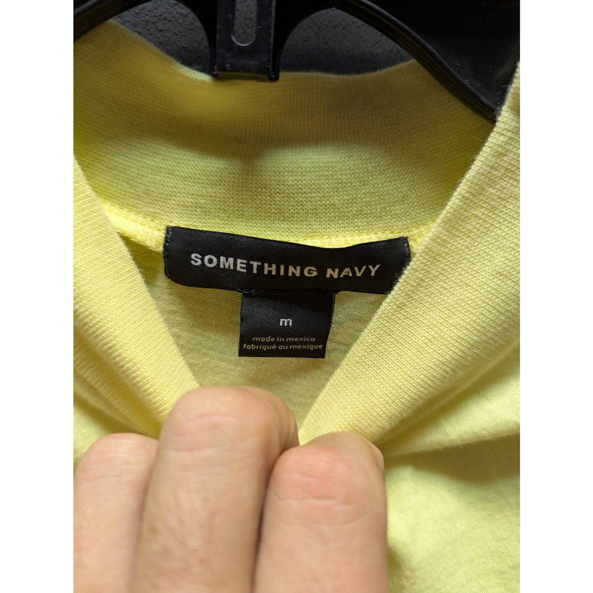 Something Navy Size Medium Yellow tank ruched sides Mock Neck Cotton shirt Top