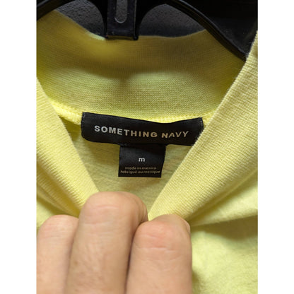 Something Navy Size Medium Yellow tank ruched sides Mock Neck Cotton shirt Top