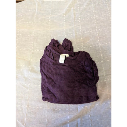 Ady P Maroon Ribbed Long Sleeve Sweater Medium Blouse Top Long Sleeve Drawstring
