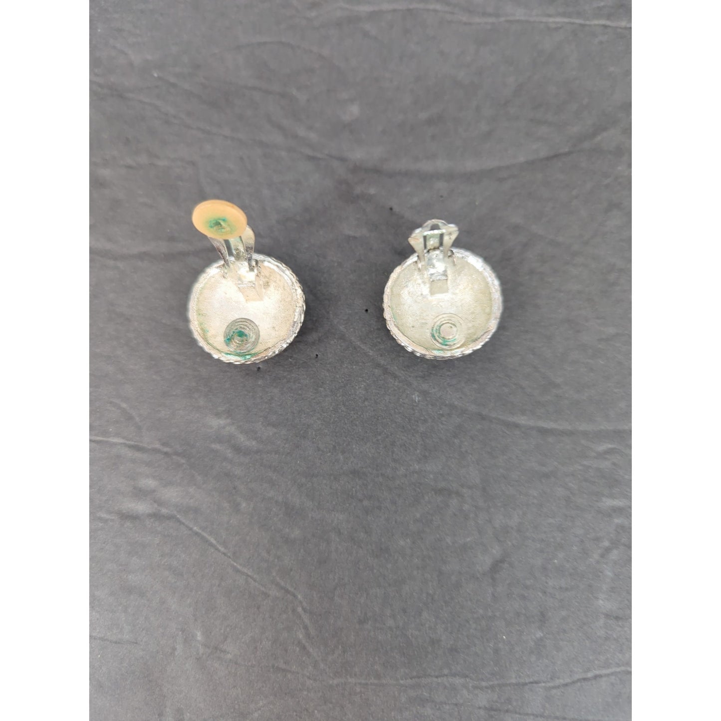 Vintage Silvertone Textured Round Knot Earrings Retro Costume Jewelry