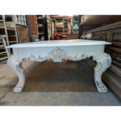 Secondhand Sandies: LARGE white curvy shabby chic coffee table curvy 54"x38"x 19"