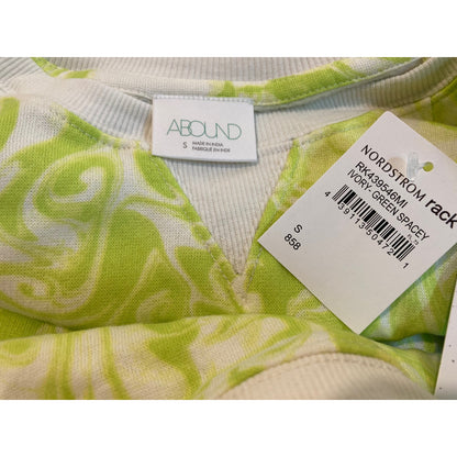Abound Crewneck Pullover Sweatshirt Sz Small in Ivory Green Spacey Swirl NWT