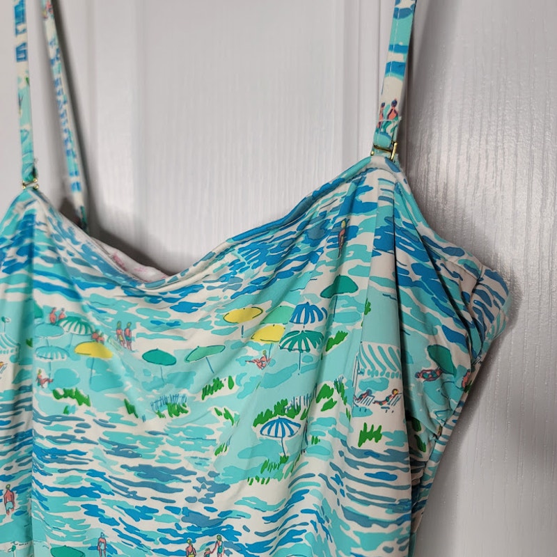 HTF Lilly Pulitzer HIGH TIDE one piece Rita swimsuit Size XL side Ruching NICE
