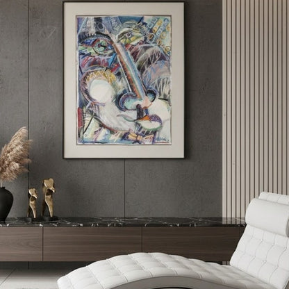 Mark Vranesh Original Abstract '91 Neo-Brutalist Face 30" x 22 Fusion Watercolor