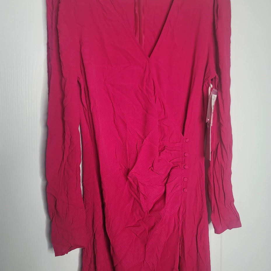 Chelsea28 Red Cerise Size Small Dress Long Sleeve VNeck Wrap NEW Career Evening
