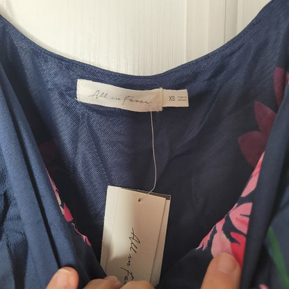 NEW All in Favor XS Womens Slip Dress Floral Blue Pink Cocktail