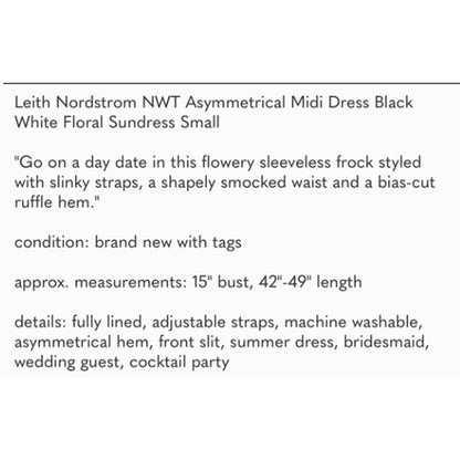 Leith Nordstrom Asymmetrical Midi Dress Floral Small Summer Jenn Geo Black White
