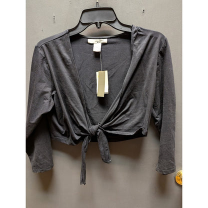 WD•NY Platinum Women's Charcoal Gray Silk-Blend Tie-Front Shrug NWT Size Large