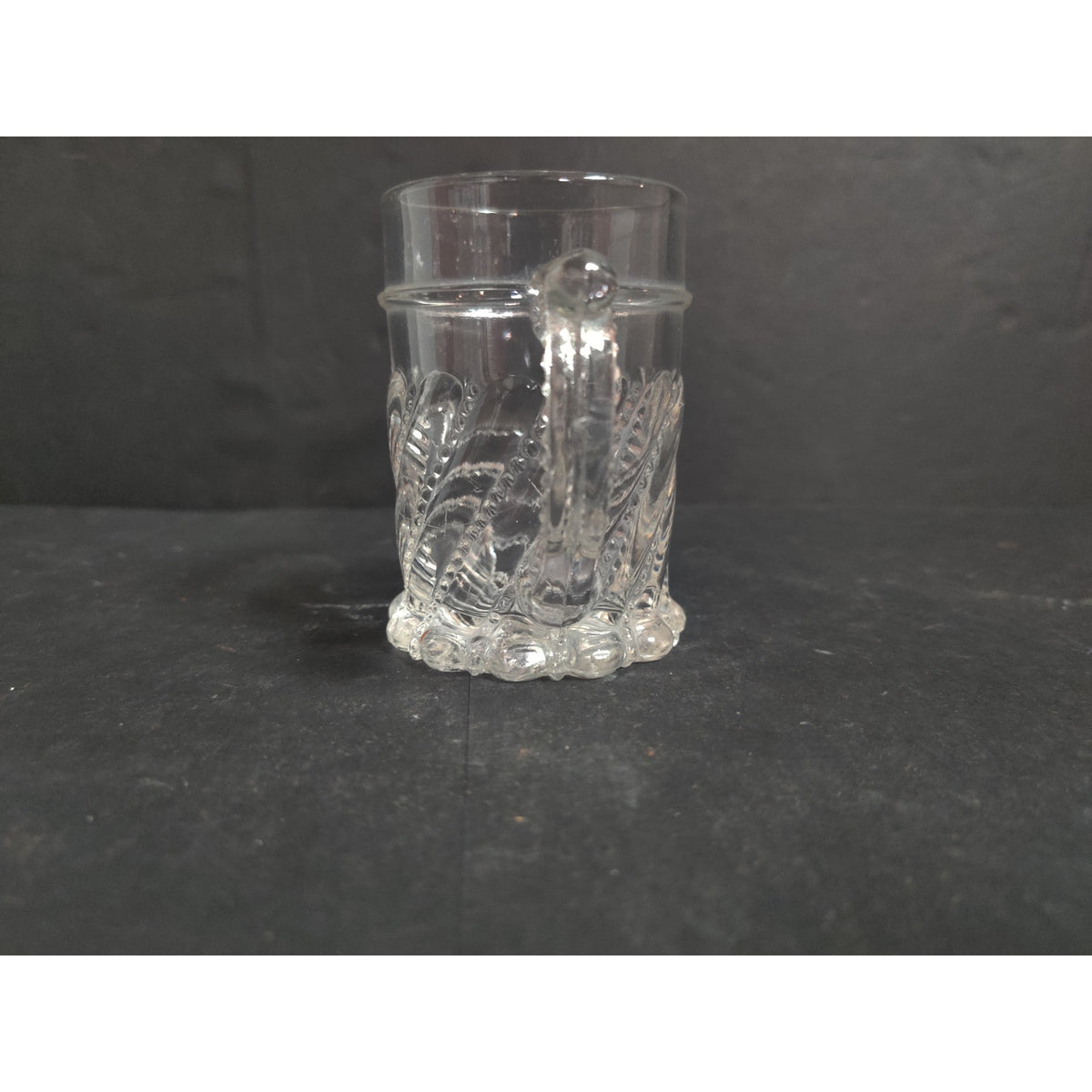 Vintage Clear Pressed Glass Miniature Mug Stein Wheat Pattern Footed