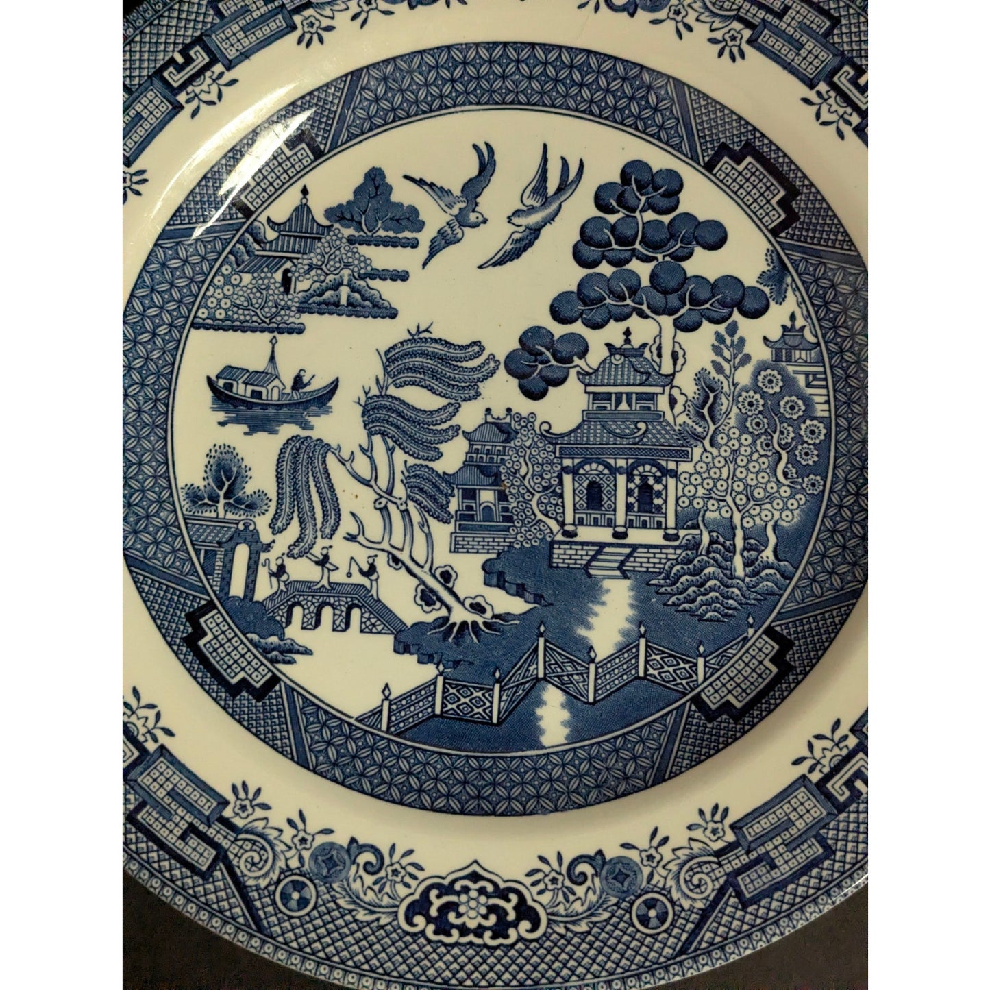 Vintage Churchill Blue Willow Dinner Plates Set of 3 English Ironstone