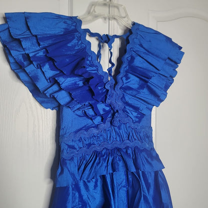 NEW Flamenco Tango BLUE Multi Tiered Dress youth large DANCE Fiesta Formal