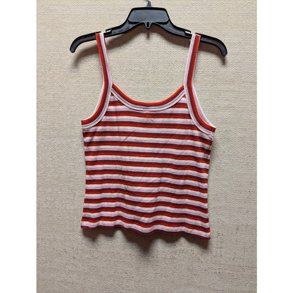 NWT Large Nordstrom Stripe V-neck Tank Top casual sleeveless summer red white