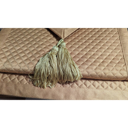 Design Weave Gold Table Runner NWT and 8 Quilted Napkins Yellow Tassel