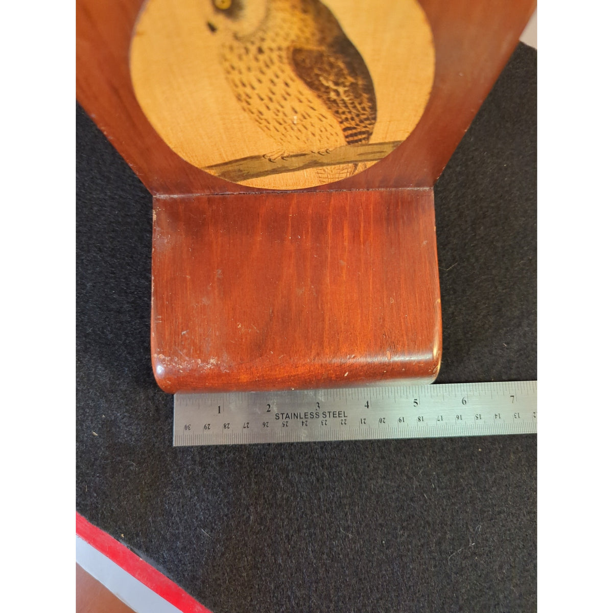 Vintage Wood Owl Bookends Decoupage Art Pair Library Bookshelf