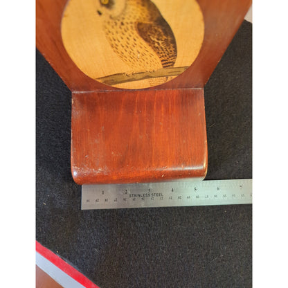 Vintage Wood Owl Bookends Decoupage Art Pair Library Bookshelf