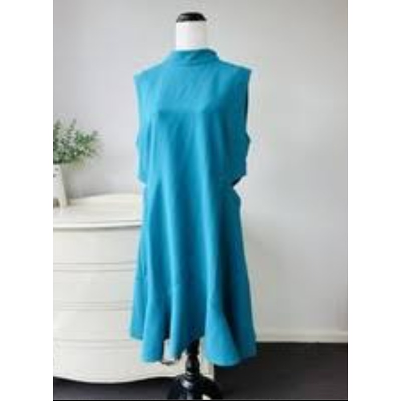 TED BAKER Size 4 Women’s Cormier Turquoise Cut Out Fluted Shift Dress NEW Blue