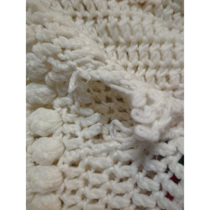 Handmde 96" x 116" King Rose 3D Blanket w/3 pillows white red green Afghan