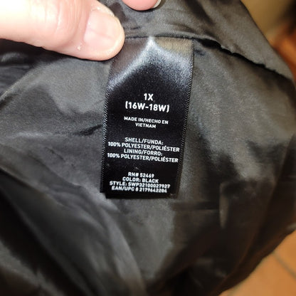 Swiss Tech 1X 16W-18W 3-in-1 Jacket Waterproof travel Coat Hooded Full Zip Black