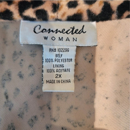 Connected Woman Leopard Cheetah Print Open Front Jacket 2X
