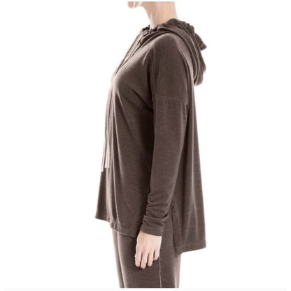 Max Studio Long Sleeve Drawstring Hoodie Top Sz Large in Olive NWT