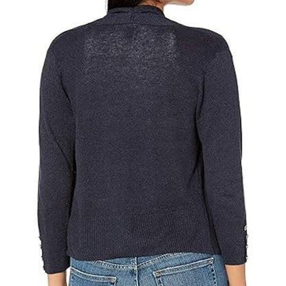 Nic + Zoe Book Club Button Cuff Open Cardigan XL/Extra Large in Black Onyx NWT