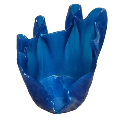 SLAG glass endday Blue Wispy Vase Candle Reusable napkinfold HalfCandle HANDMade