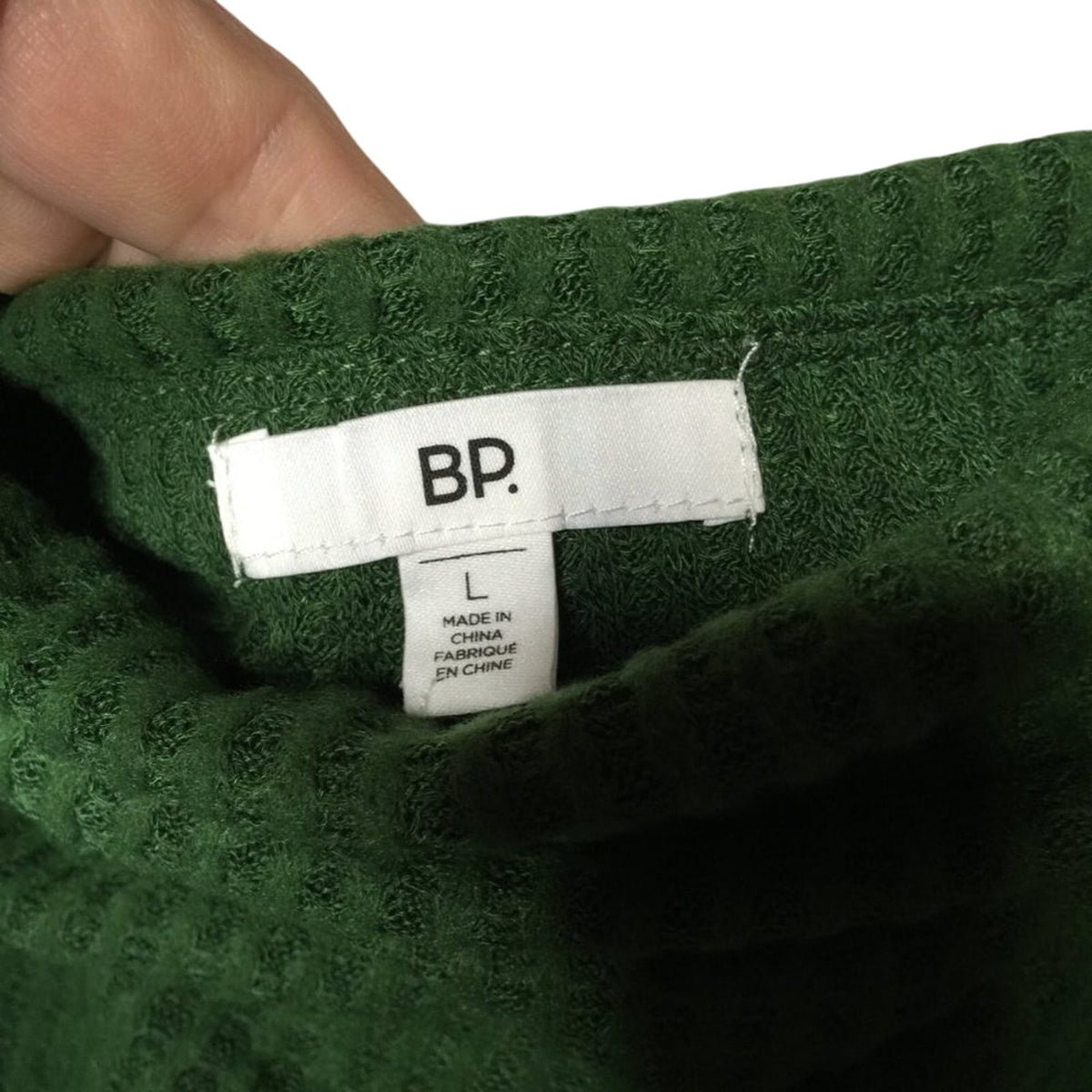 NWT BP. Pullover Green Sweater Drapey Neck Long Sleeves Size Large