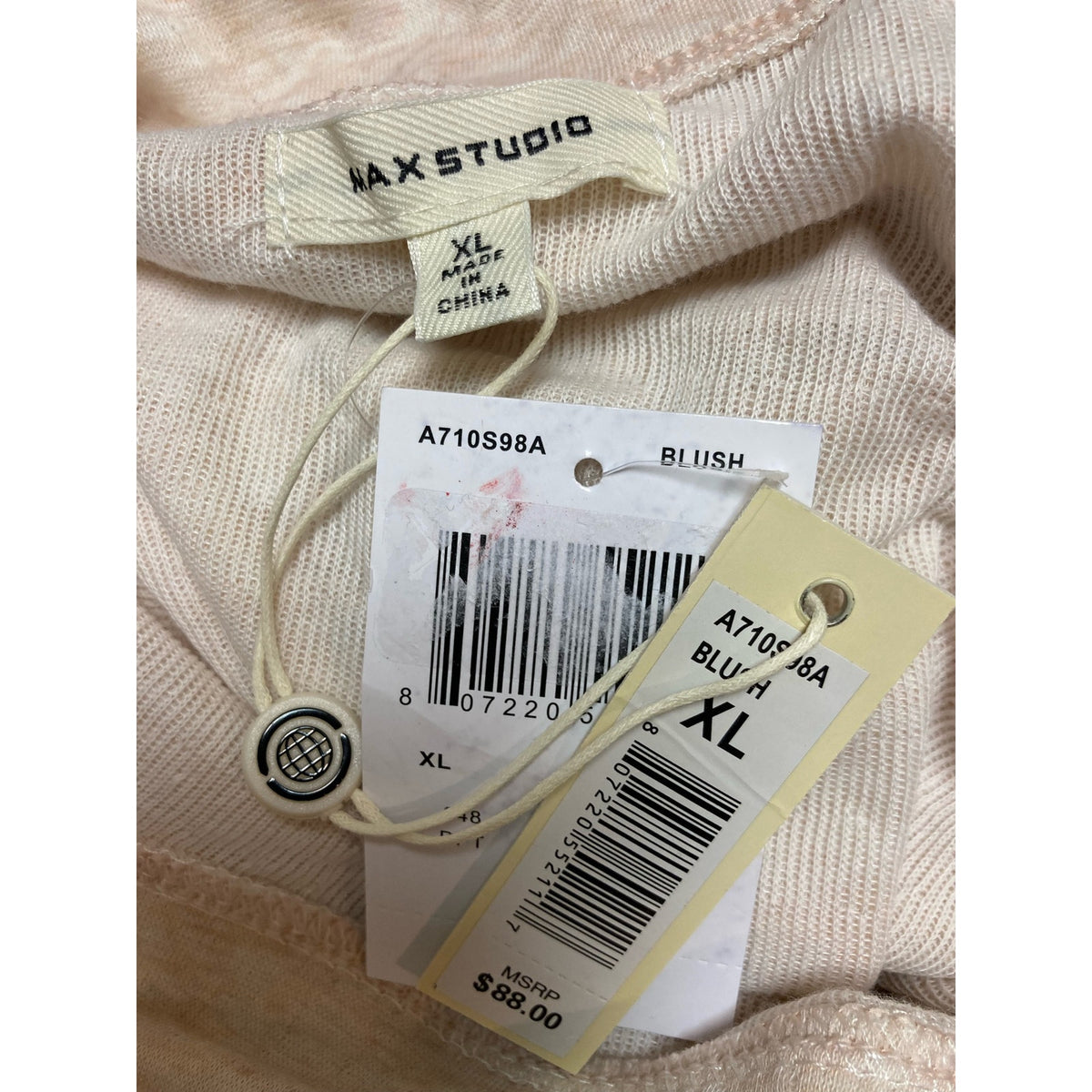 Max Studio Women's Split Neck Pullover XL/Extra Large Blush Pink NEW Long Sleeve