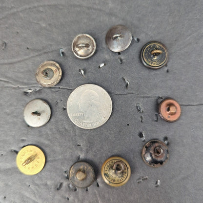 LOT M of 10 Antique Vintage Victorian Brass Mixed Materials Buttons ESTATE FIND