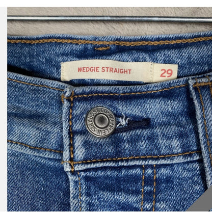 Levis Wedgie Straight Jeans Women's 29 High Rise Button Fly Medium Stone Wash