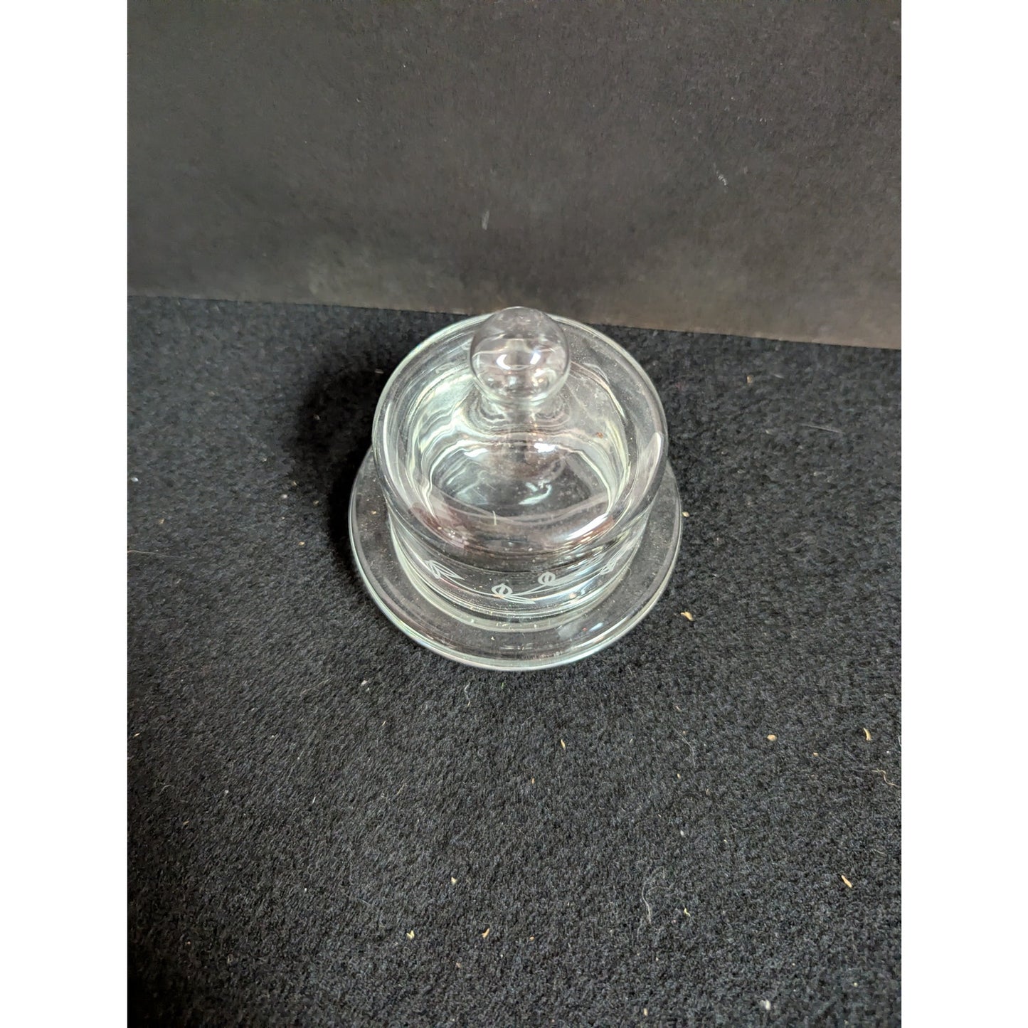 Vintage Etched Glass Mini Cheese/Butter Dome with Underplate