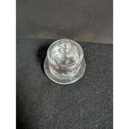 Vintage Etched Glass Mini Cheese/Butter Dome with Underplate