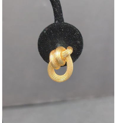 Vintage Gold Tone Textured Knot  Earrings Minimalist 1960s Pierced
