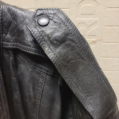 Leatherman Vintage 1980s Black leather Jacket Wing Sleeve Snaps Pockets