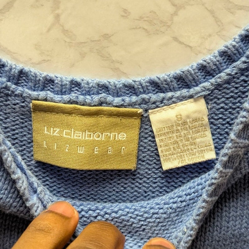Liz Claiborne Cropped Knit Tank Top Womens Medium Periwinkle Blue Sweater Vest