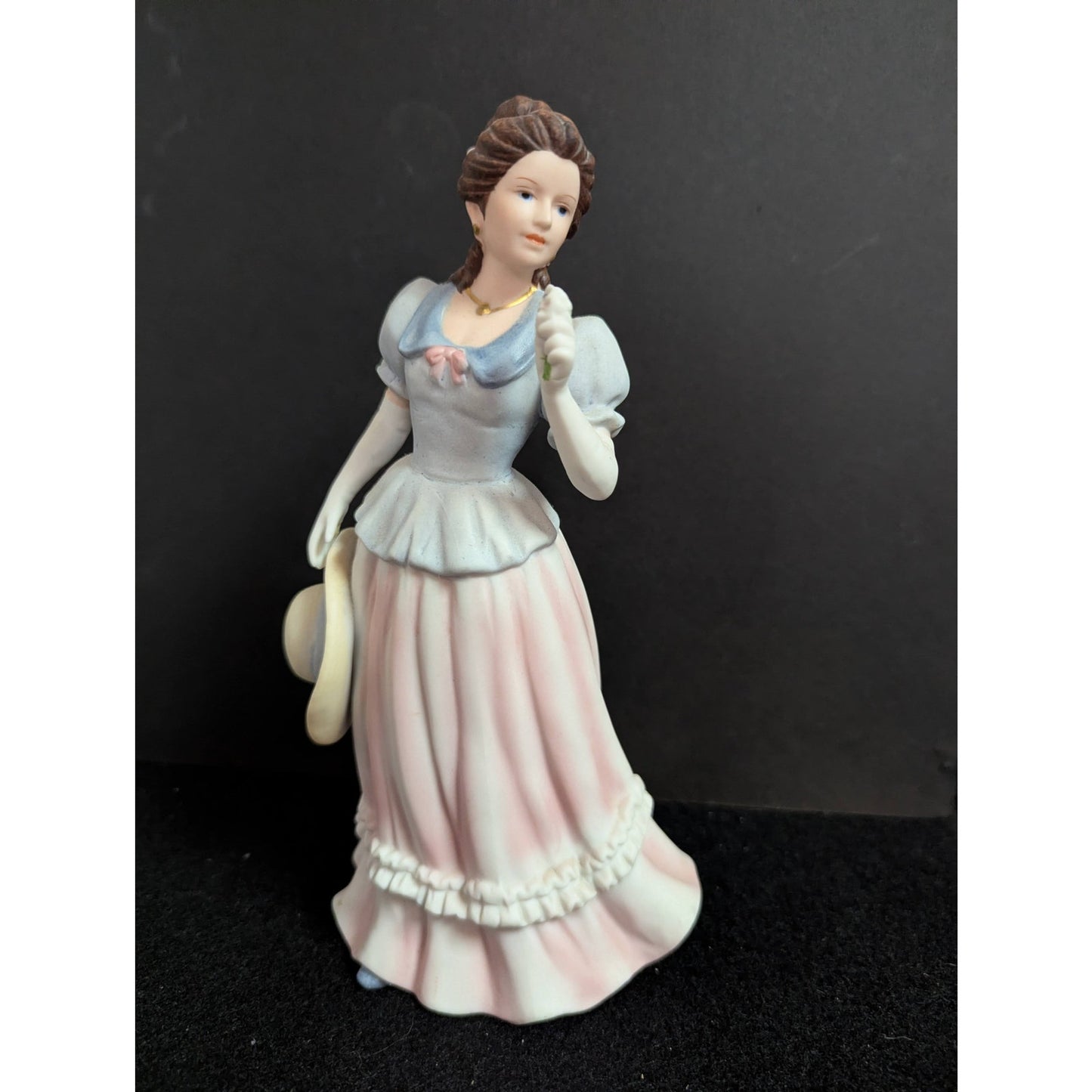 Vintage Kitschy Princess Lady Figurine Porcelain Southern Belle Pink Blue Dress