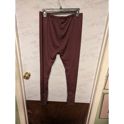 BearPaw Size XL Pants Leggings Hem detail NEW burgundy wine stretchy