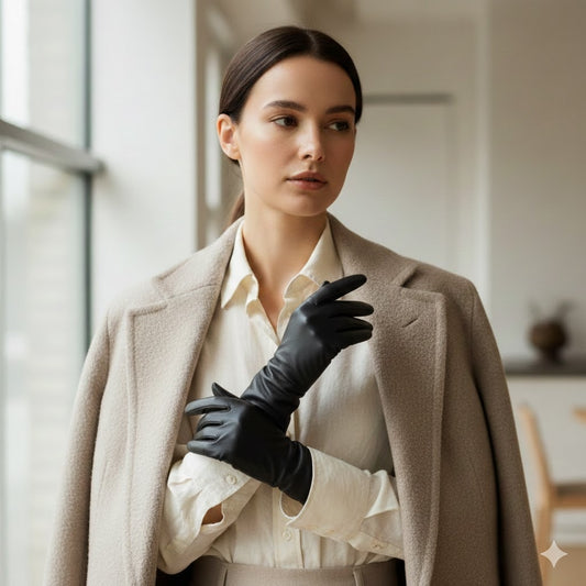 Vintage Size Small Black Genuine Leather Opera Gloves Long Gauntlet