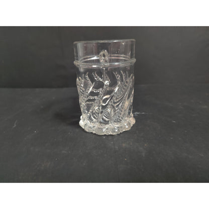 Vintage Clear Pressed Glass Miniature Mug Stein Wheat Pattern Footed