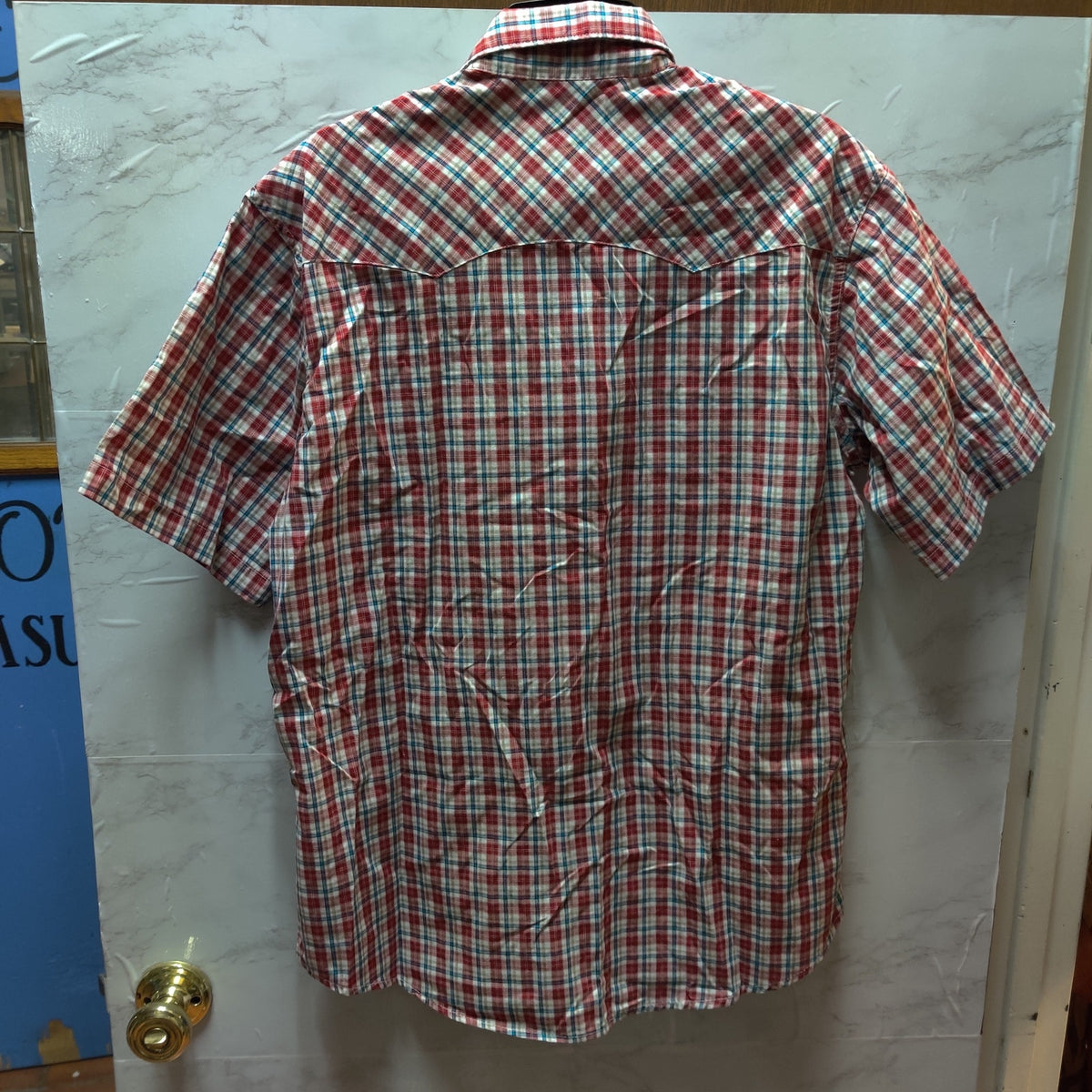 Wrangler Vintage Plaid Pearl Snap Short Sleeve Shirts Lot 2 Western Casual Large