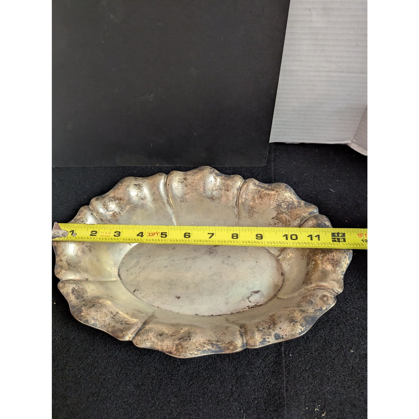 Vintage Antique Silver Plated Scalloped Oval Serving Bowl Fluted Dish