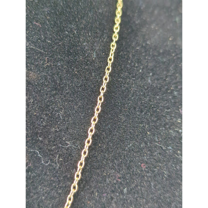 Vintage Gold Tone Openwork Tear Drop Pendant Necklace Delicate Chain Accent