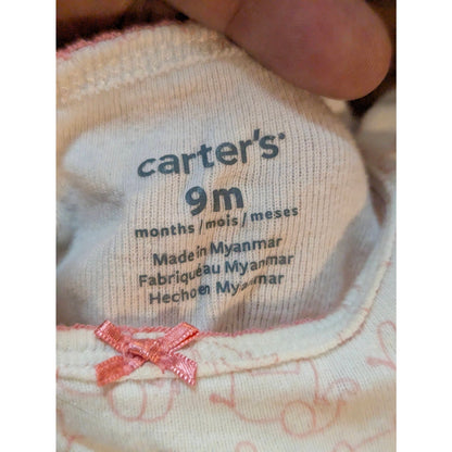 Carter's Baby Girls Pink Elephant Print Long-Sleeve Bodysuit 9M