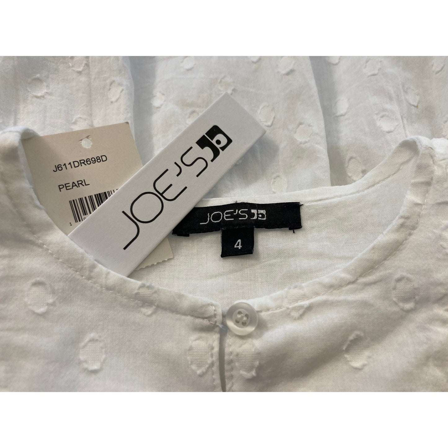 NWT Joe's Girl's Embroidered Flutter Sleeve Lined Dress Sz 4 in White with Navy