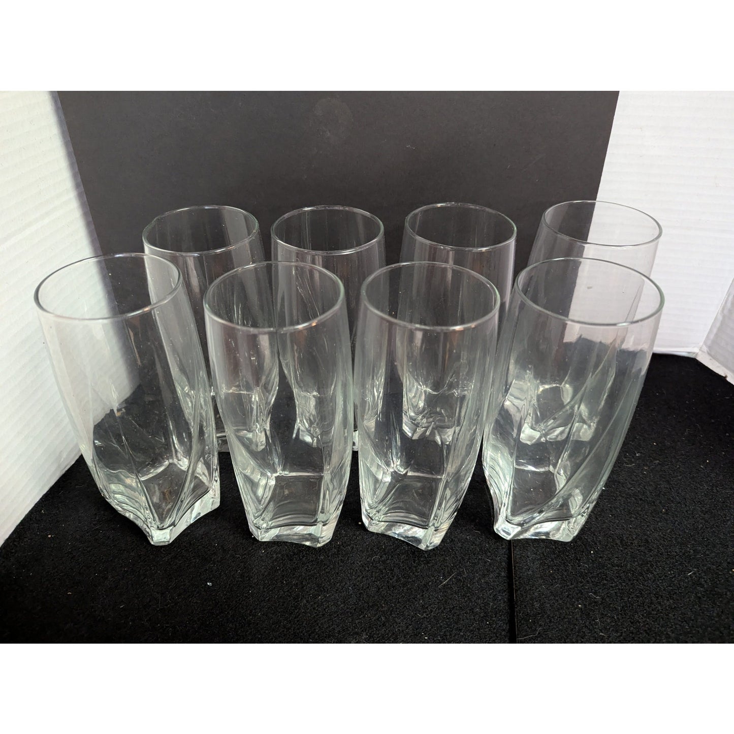 Libbey Nautilus Square Base Iced Tea Tumbler Glasses Vintage Mid-Century 8Pc